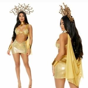 NEW Forplay Sexy Punishment is Beauty Medusa Gold Costume 4 Piece Set L/XL